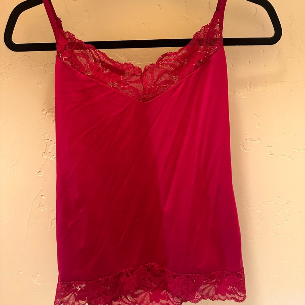 White House black market red satin lace camisole size M